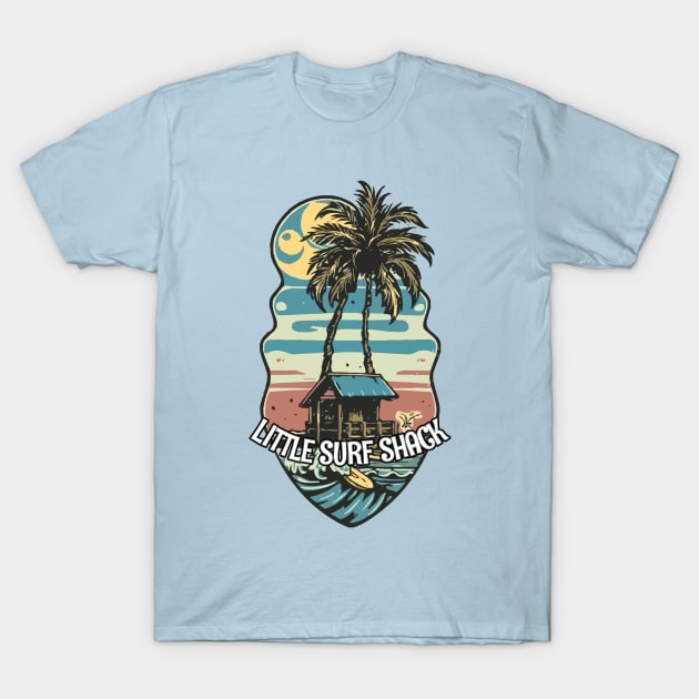 Surf Shack Vintage Retro Surfing Beach T-Shirt by Tezatoons